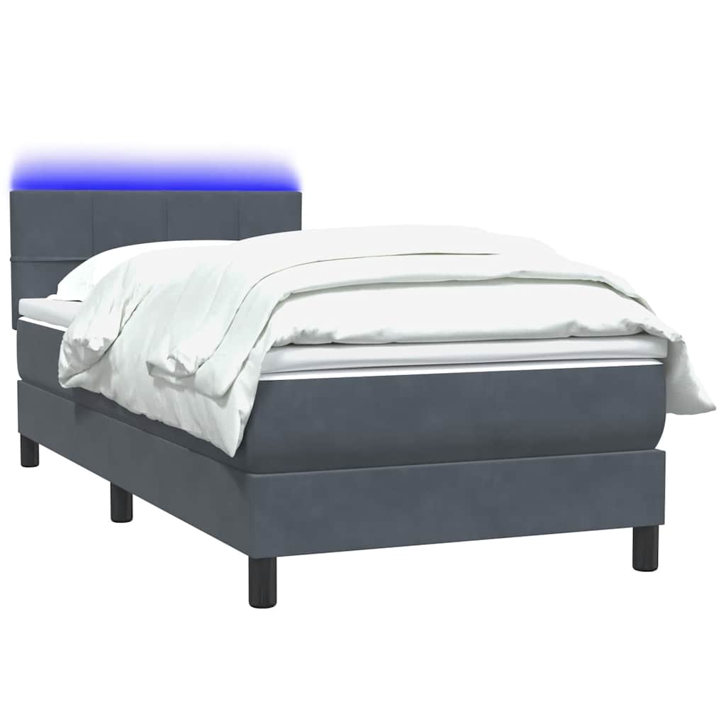 Boxspring met matras en LED fluweel donkergrijs 80x220 cm is nu te koop bij PeponiXL, paradijselijk wonen!