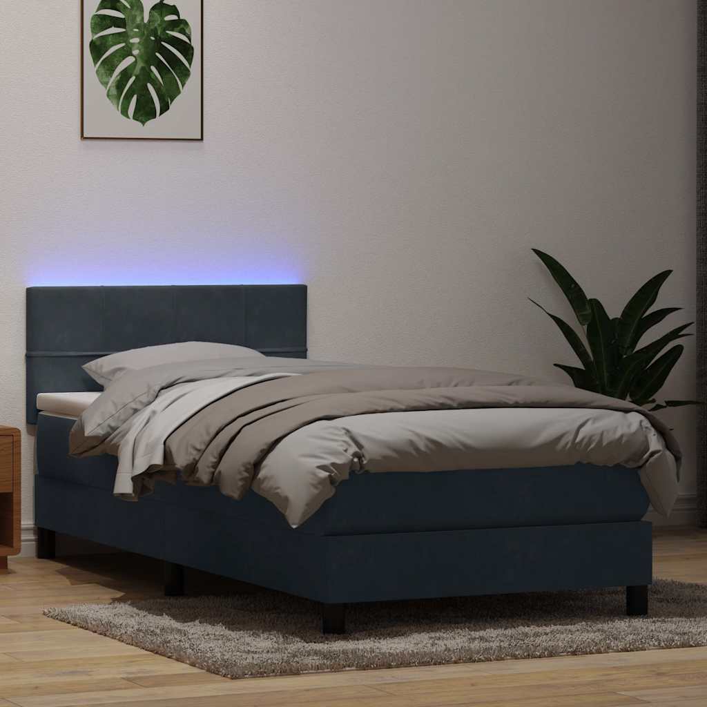Boxspring met matras en LED fluweel donkergrijs 80x220 cm is nu te koop bij PeponiXL, paradijselijk wonen!