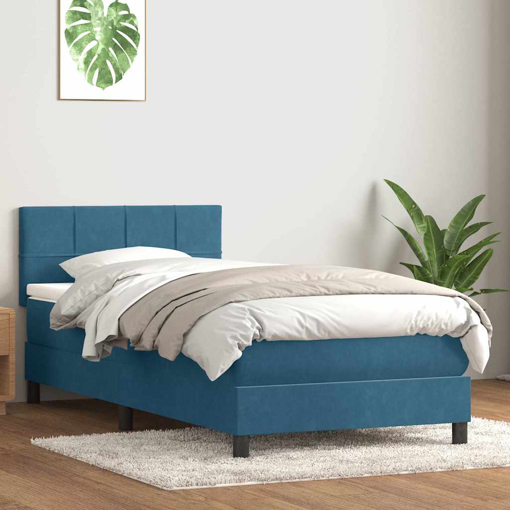 Boxspring met matras en LED fluweel donkerblauw 80x220 cm is nu te koop bij PeponiXL, paradijselijk wonen!