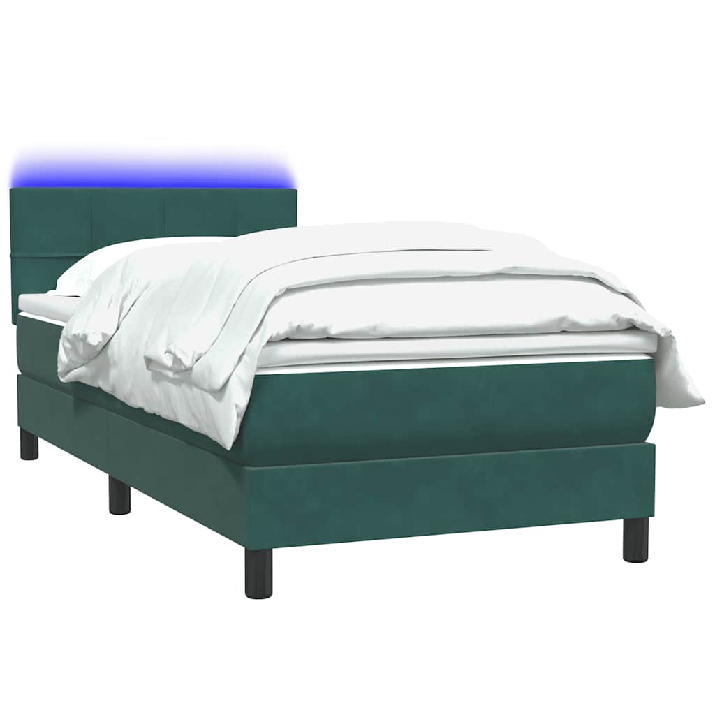 Boxspring met matras en LED fluweel donkergroen 90x220 cm