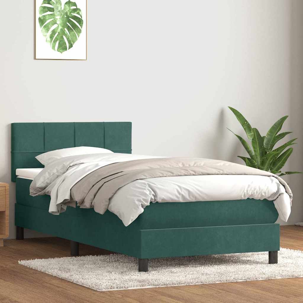 Boxspring met matras en LED fluweel donkergroen 90x220 cm