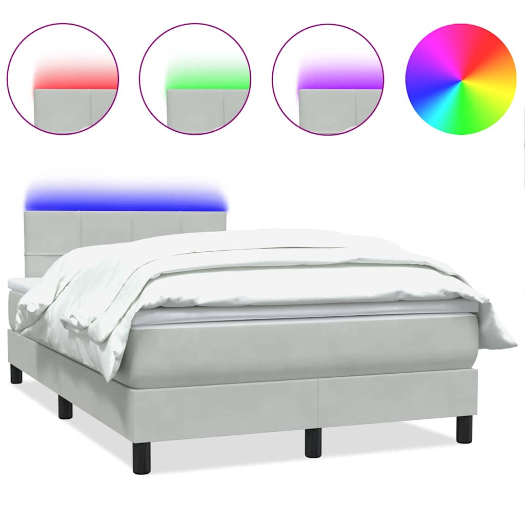 Boxspring met matras en LED fluweel roze 90x220 cm
