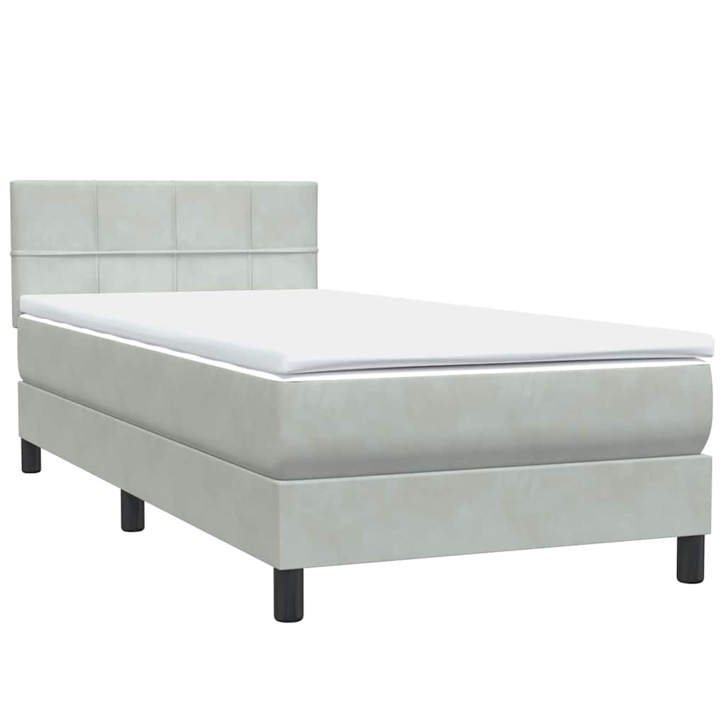 Boxspring met matras en LED fluweel lichtgrijs 100x220 cm