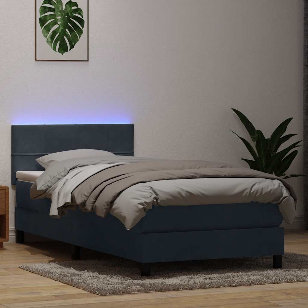 Boxspring met matras en LED fluweel donkergrijs 100x220 cm