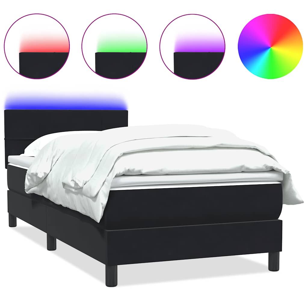 Boxspring met matras en LED fluweel zwart 100x220 cm