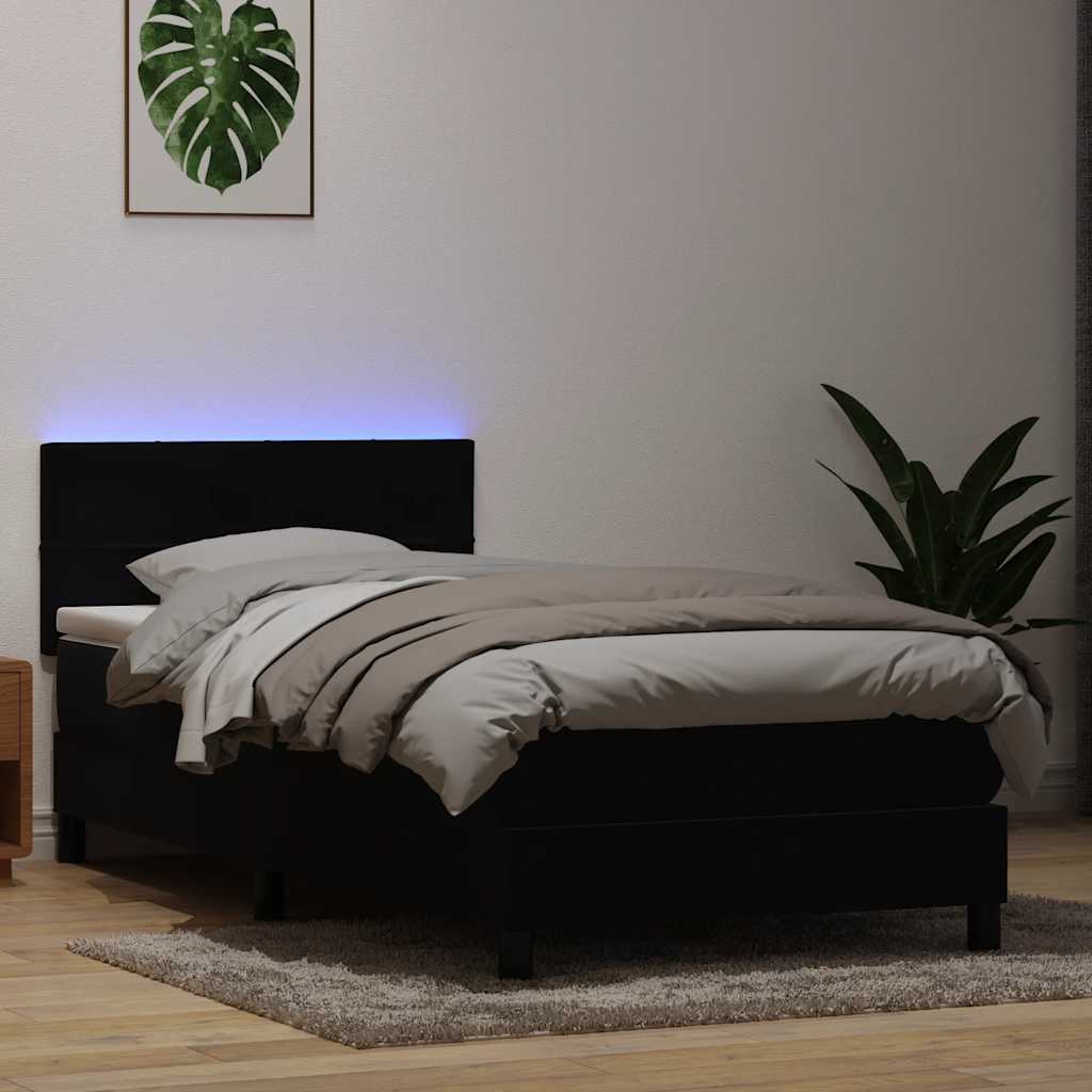 Boxspring met matras en LED fluweel zwart 100x220 cm