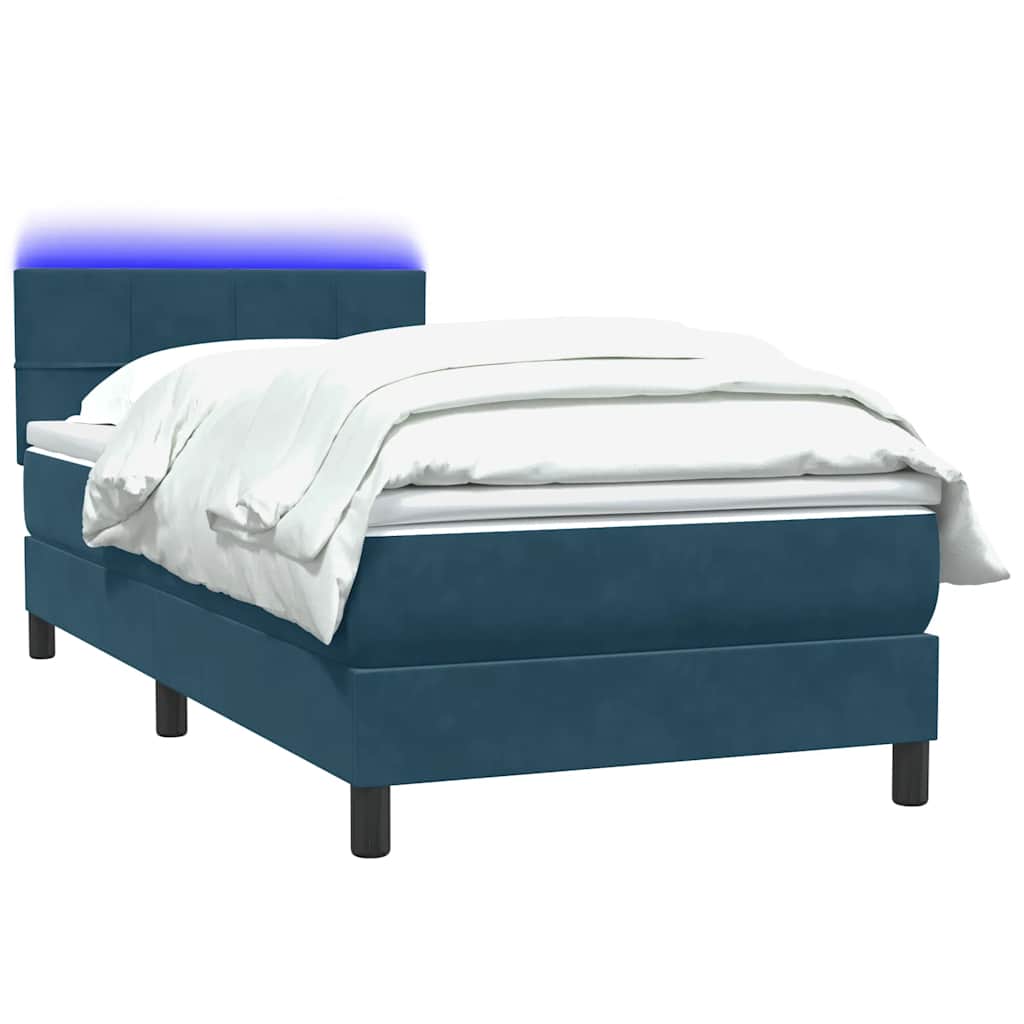 Boxspring met matras en LED fluweel donkerblauw 100x220 cm