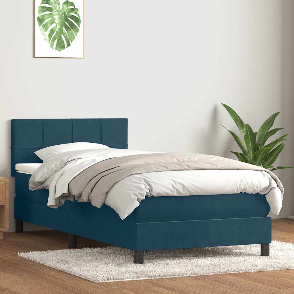Boxspring met matras en LED fluweel donkerblauw 100x220 cm