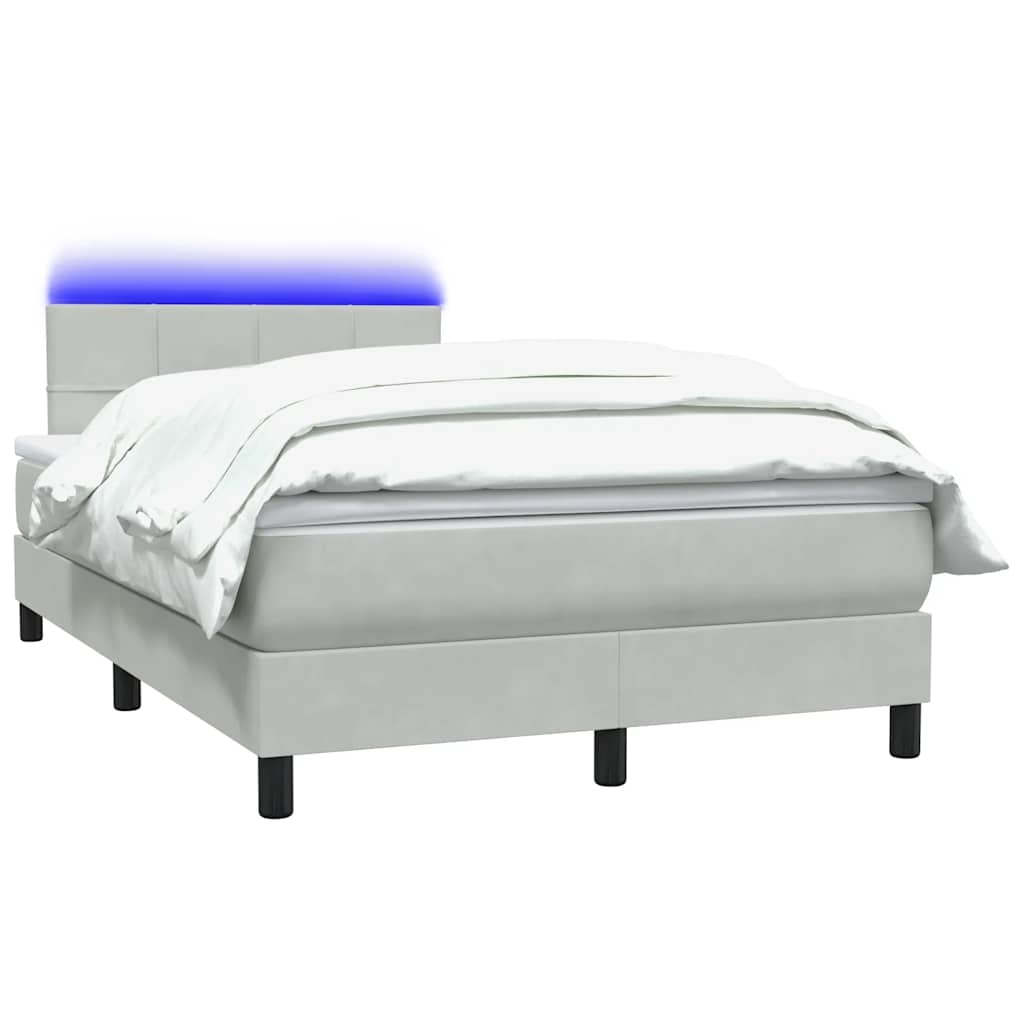 Boxspring met matras en LED fluweel lichtgrijs 120x220 cm