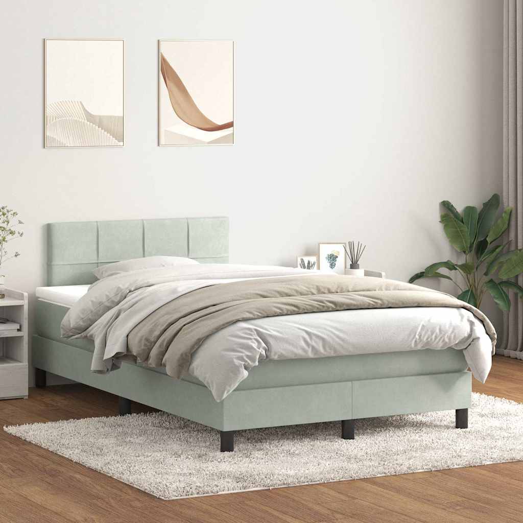 Boxspring met matras en LED fluweel lichtgrijs 120x220 cm