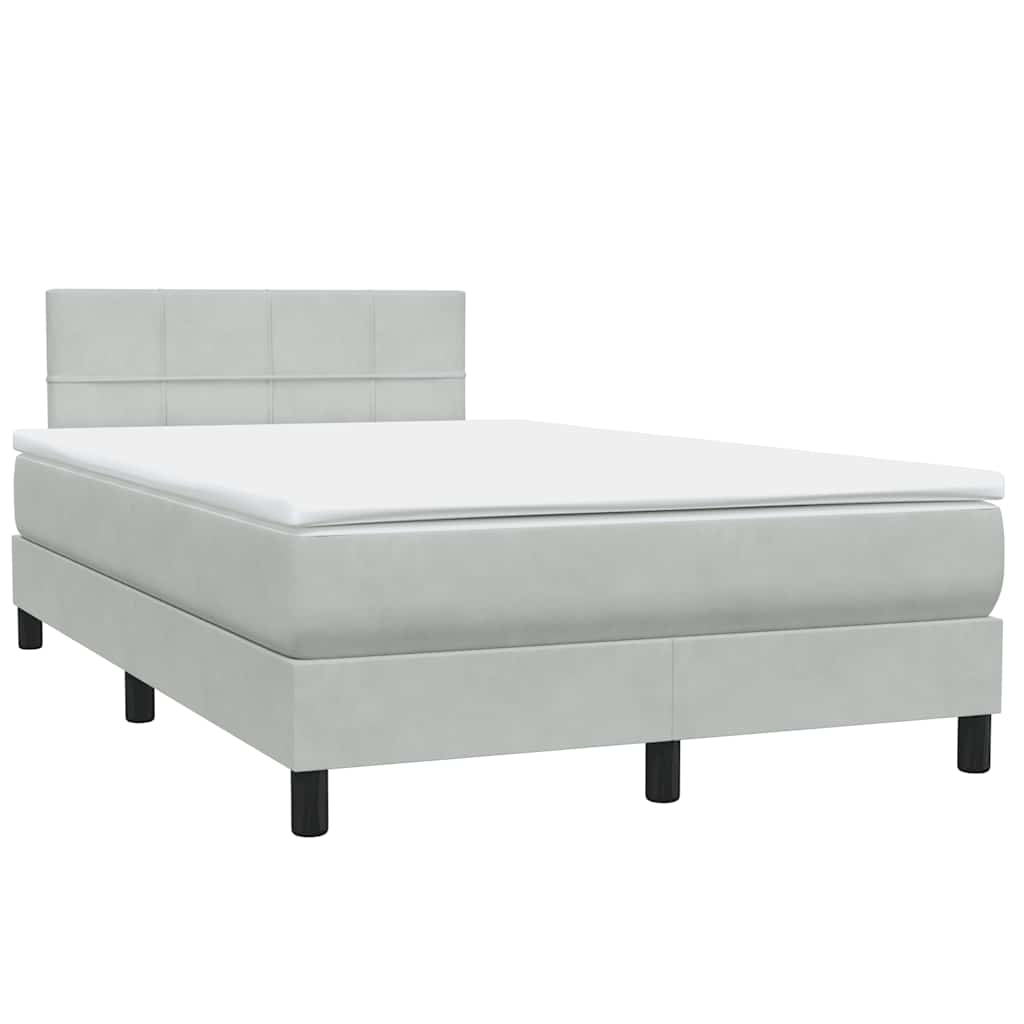 Boxspring met matras en LED fluweel lichtgrijs 120x220 cm