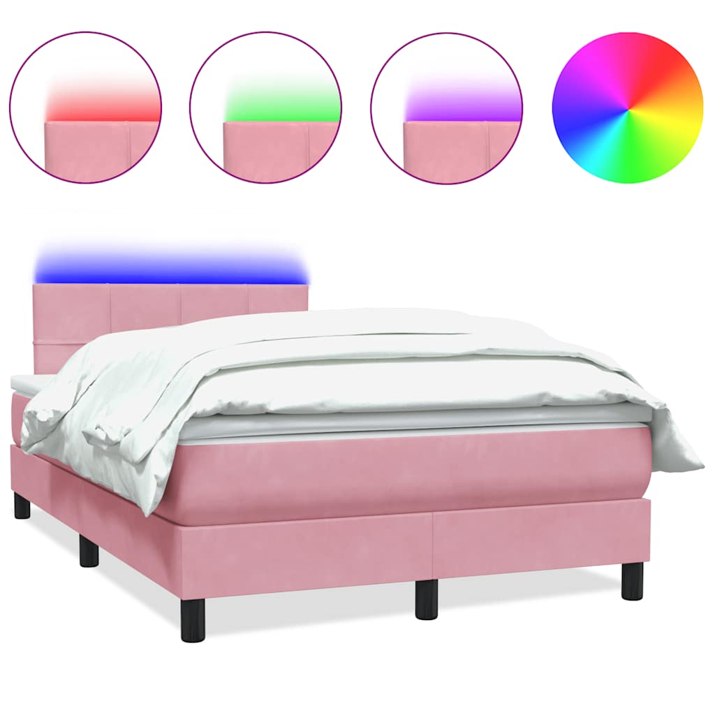 Boxspring met matras en LED fluweel roze 120x220 cm is nu te koop bij PeponiXL, paradijselijk wonen!