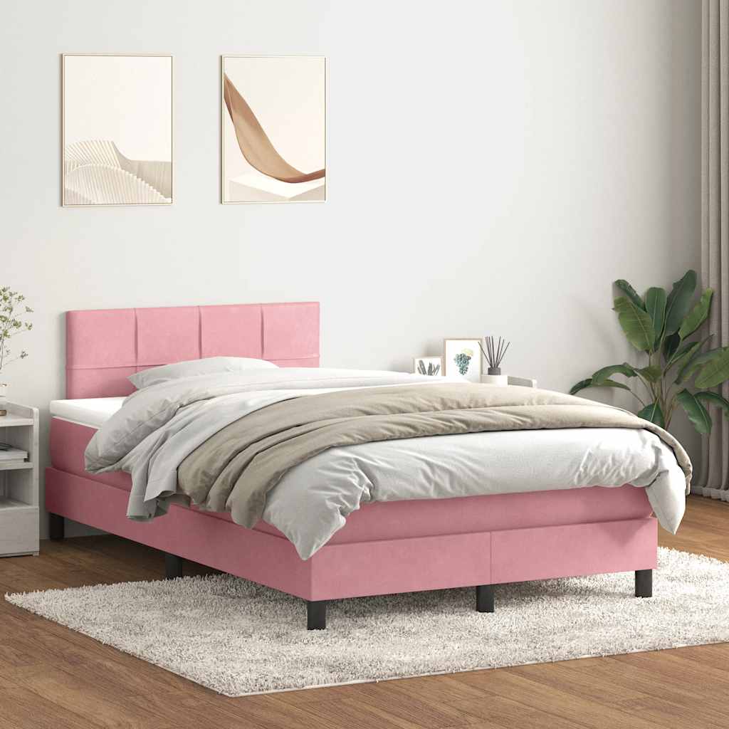 Boxspring met matras en LED fluweel roze 120x220 cm is nu te koop bij PeponiXL, paradijselijk wonen!