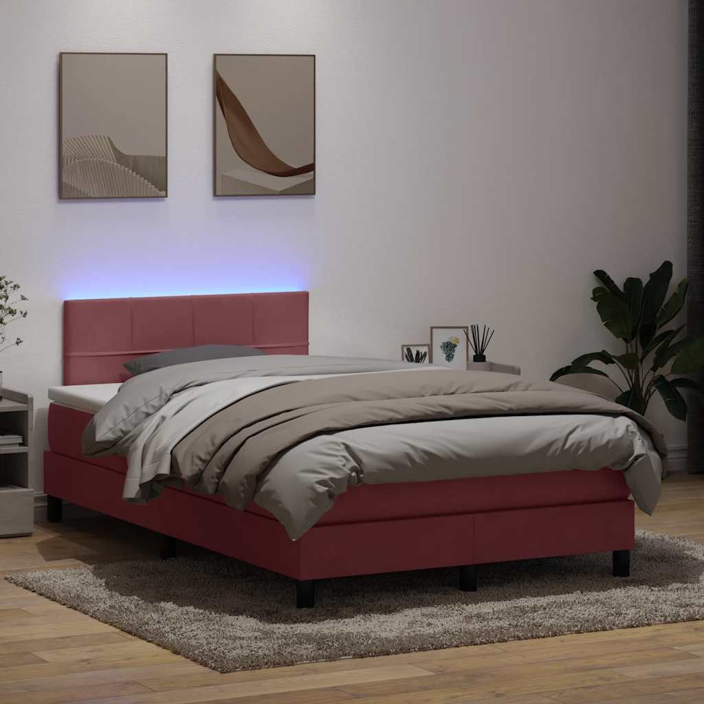 Boxspring met matras en LED fluweel roze 120x220 cm is nu te koop bij PeponiXL, paradijselijk wonen!