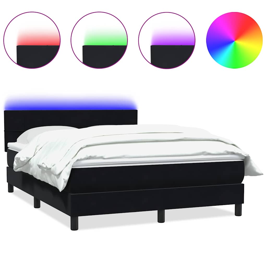 Boxspring met matras en LED fluweel zwart 160x220 cm