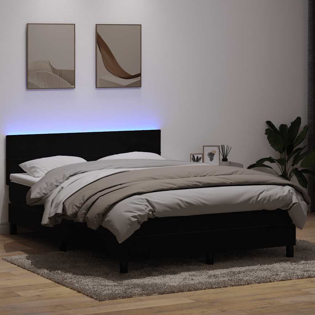 Boxspring met matras en LED fluweel zwart 160x220 cm