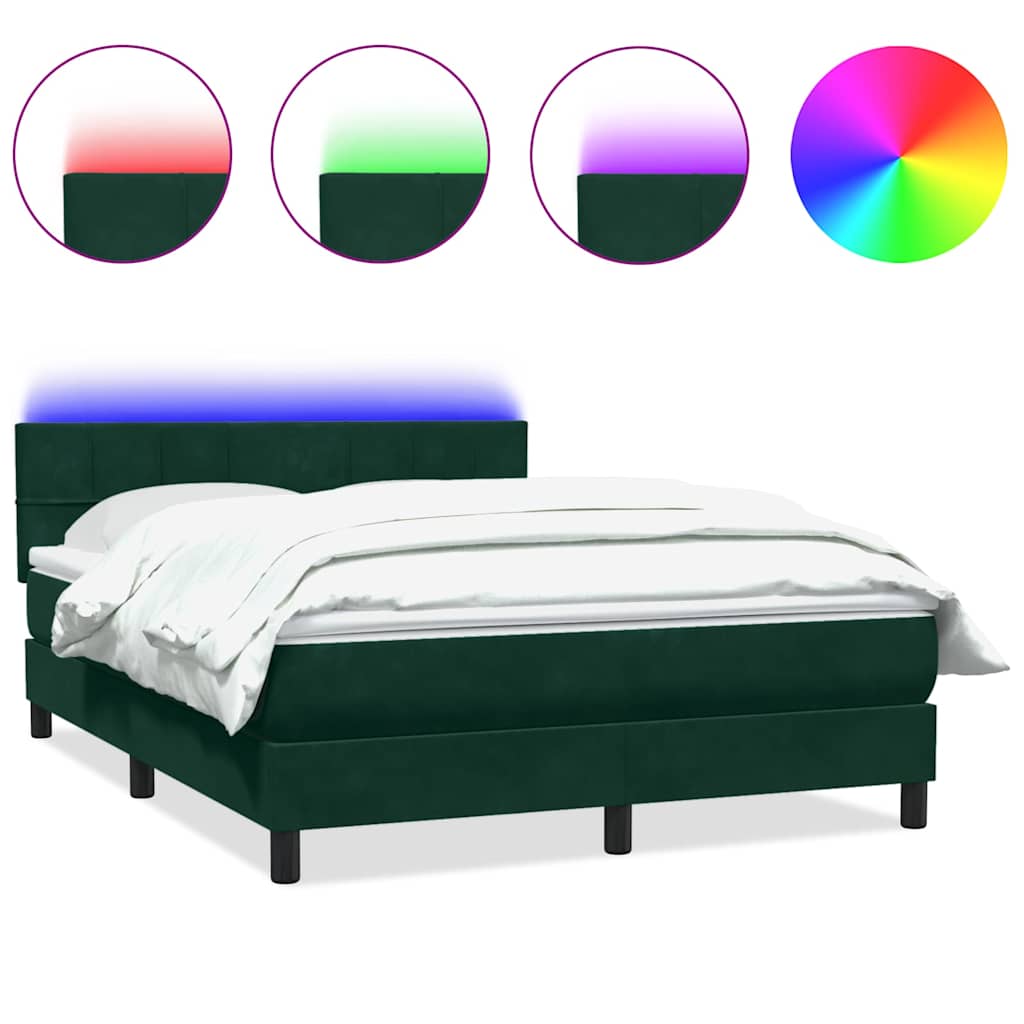 Boxspring met matras en LED fluweel donkergroen 160x220 cm is nu te koop bij PeponiXL, paradijselijk wonen!