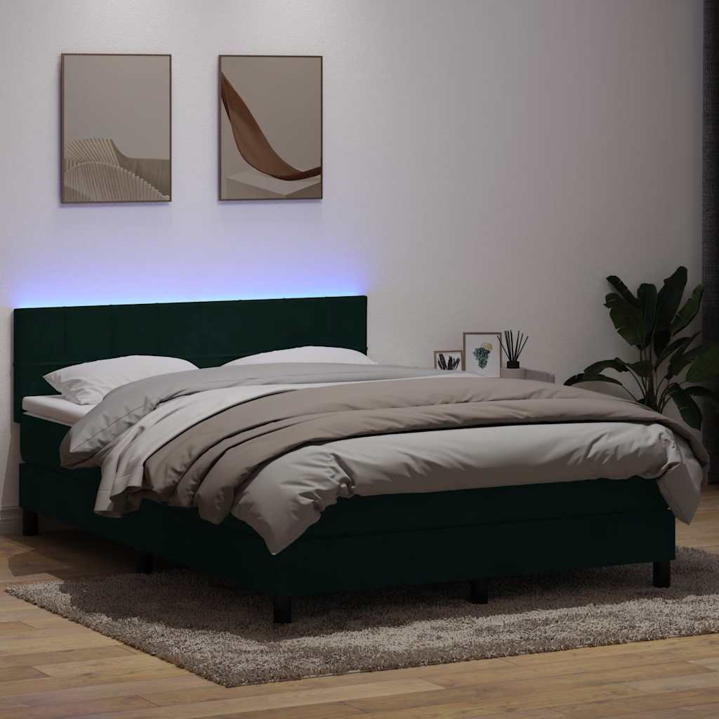 Boxspring met matras en LED fluweel donkergroen 160x220 cm is nu te koop bij PeponiXL, paradijselijk wonen!