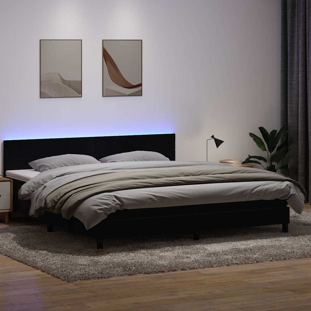 Boxspring met matras en LED fluweel zwart 180x220 cm is nu te koop bij PeponiXL, paradijselijk wonen!