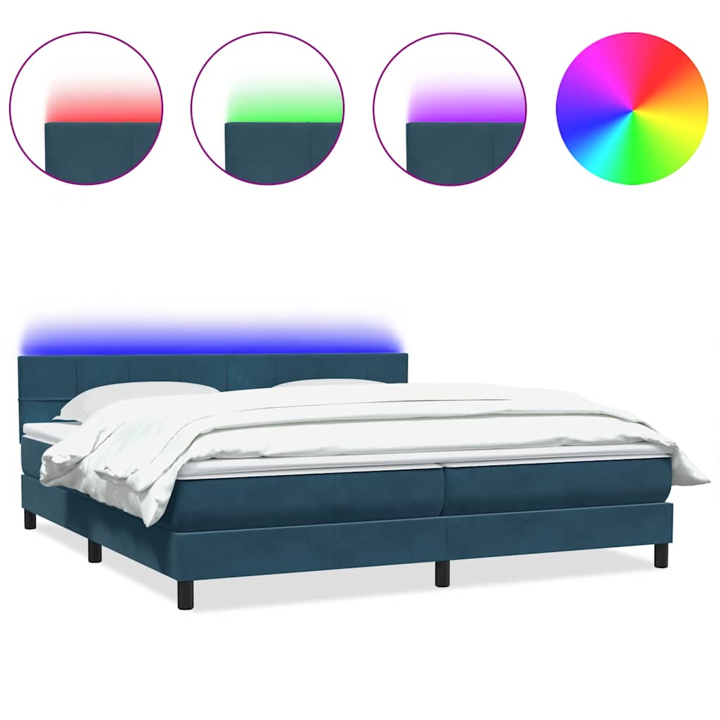 Boxspring met matras en LED fluweel donkerblauw 180x220 cm is nu te koop bij PeponiXL, paradijselijk wonen!