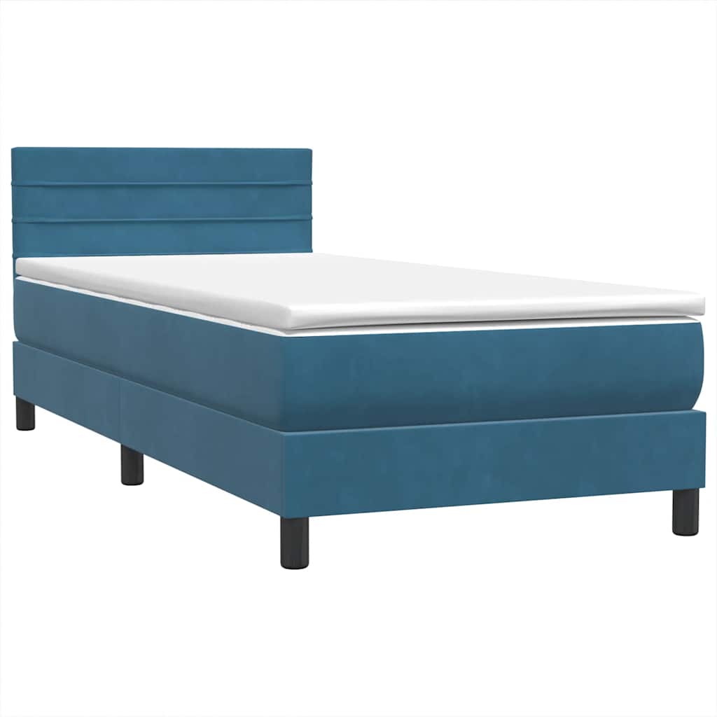 Boxspring met matras en LED fluweel donkerblauw 80x210 cm is nu te koop bij PeponiXL, paradijselijk wonen!