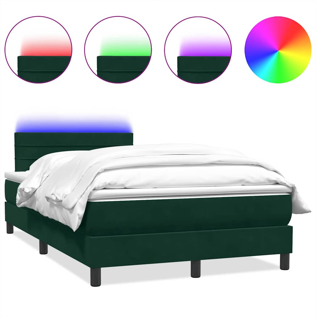 Boxspring met matras en LED fluweel donkergroen 120x210 cm