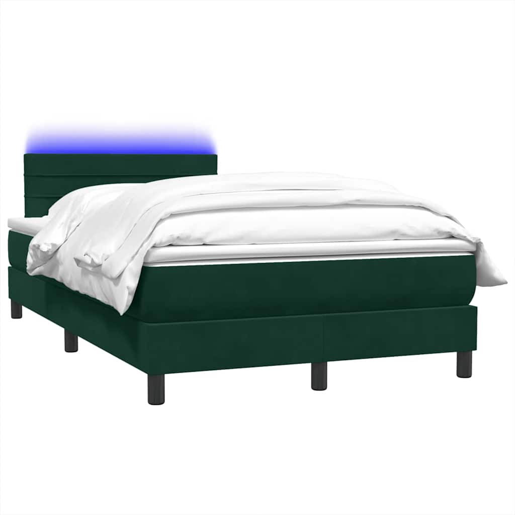 Boxspring met matras en LED fluweel donkergroen 120x210 cm