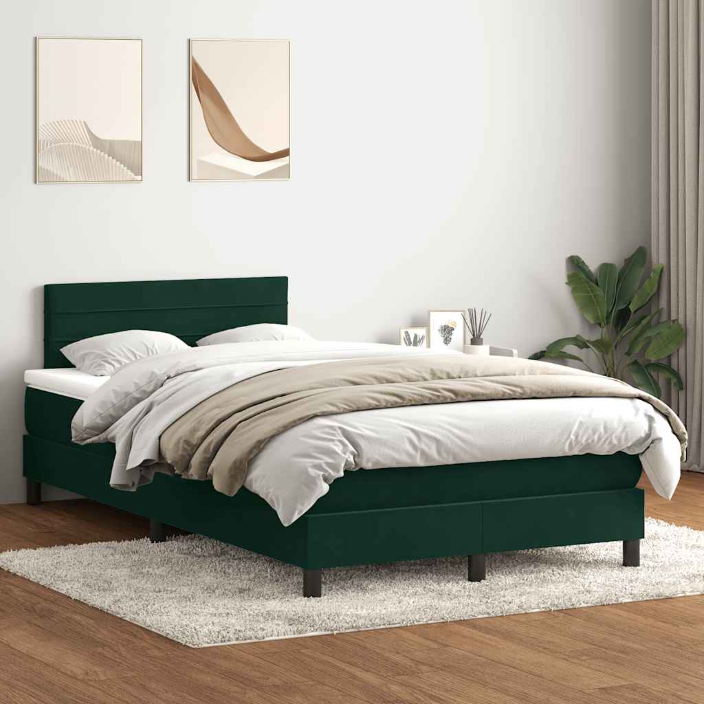 Boxspring met matras en LED fluweel donkergroen 120x210 cm