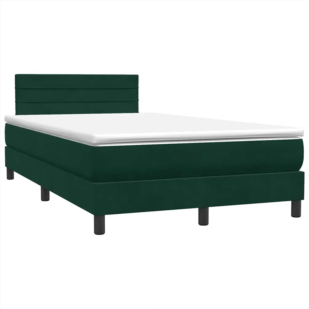 Boxspring met matras en LED fluweel donkergroen 120x210 cm