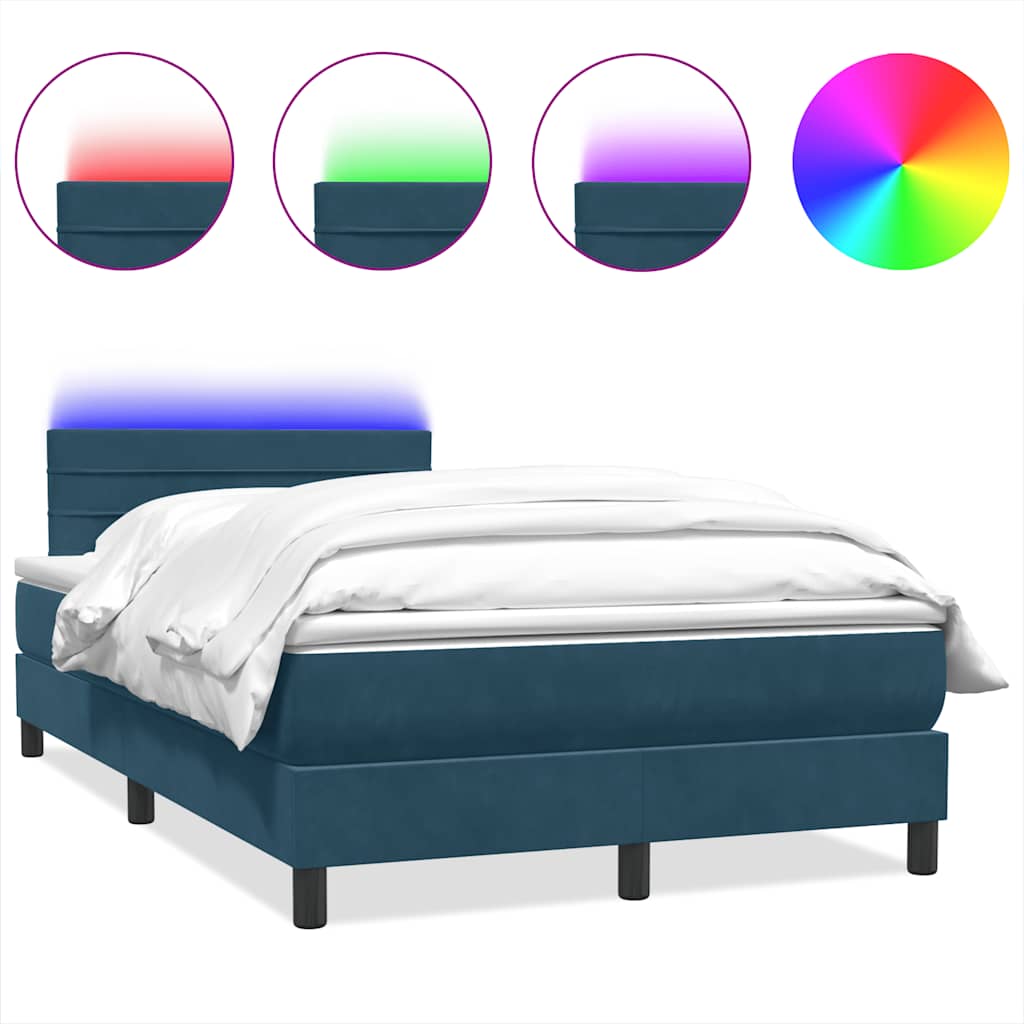 Boxspring met matras en LED fluweel donkerblauw 120x210 cm