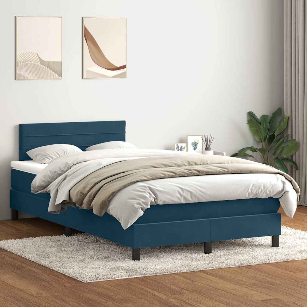Boxspring met matras en LED fluweel donkerblauw 120x210 cm