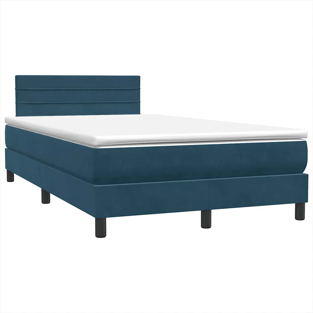 Boxspring met matras en LED fluweel donkerblauw 120x210 cm