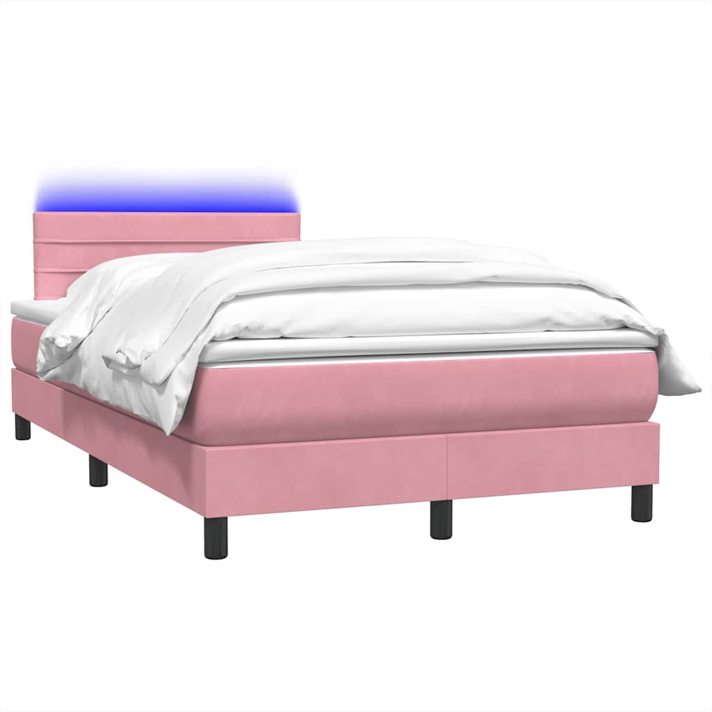 Boxspring met matras en LED fluweel roze 120x210 cm
