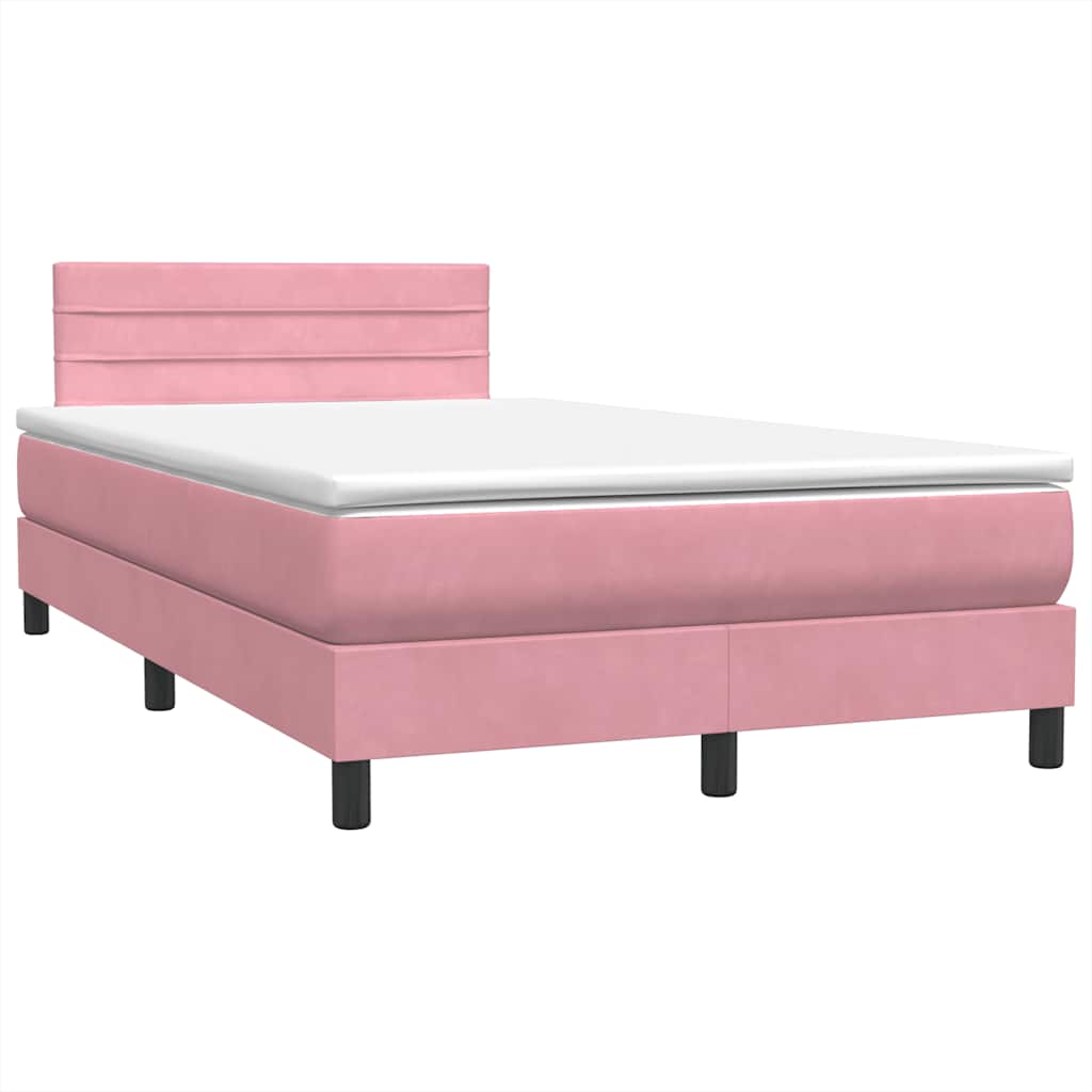 Boxspring met matras en LED fluweel roze 120x210 cm
