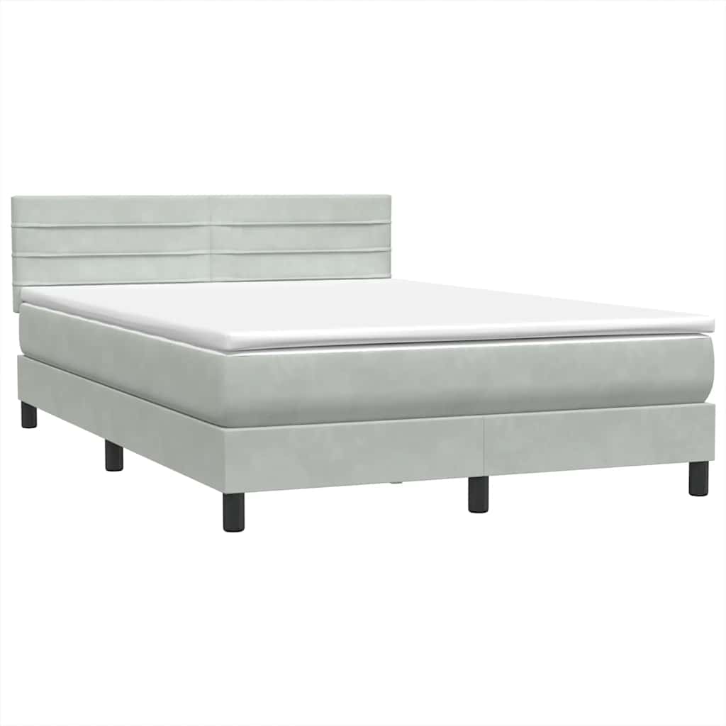 Boxspring met matras en LED fluweel lichtgrijs 140x210 cm
