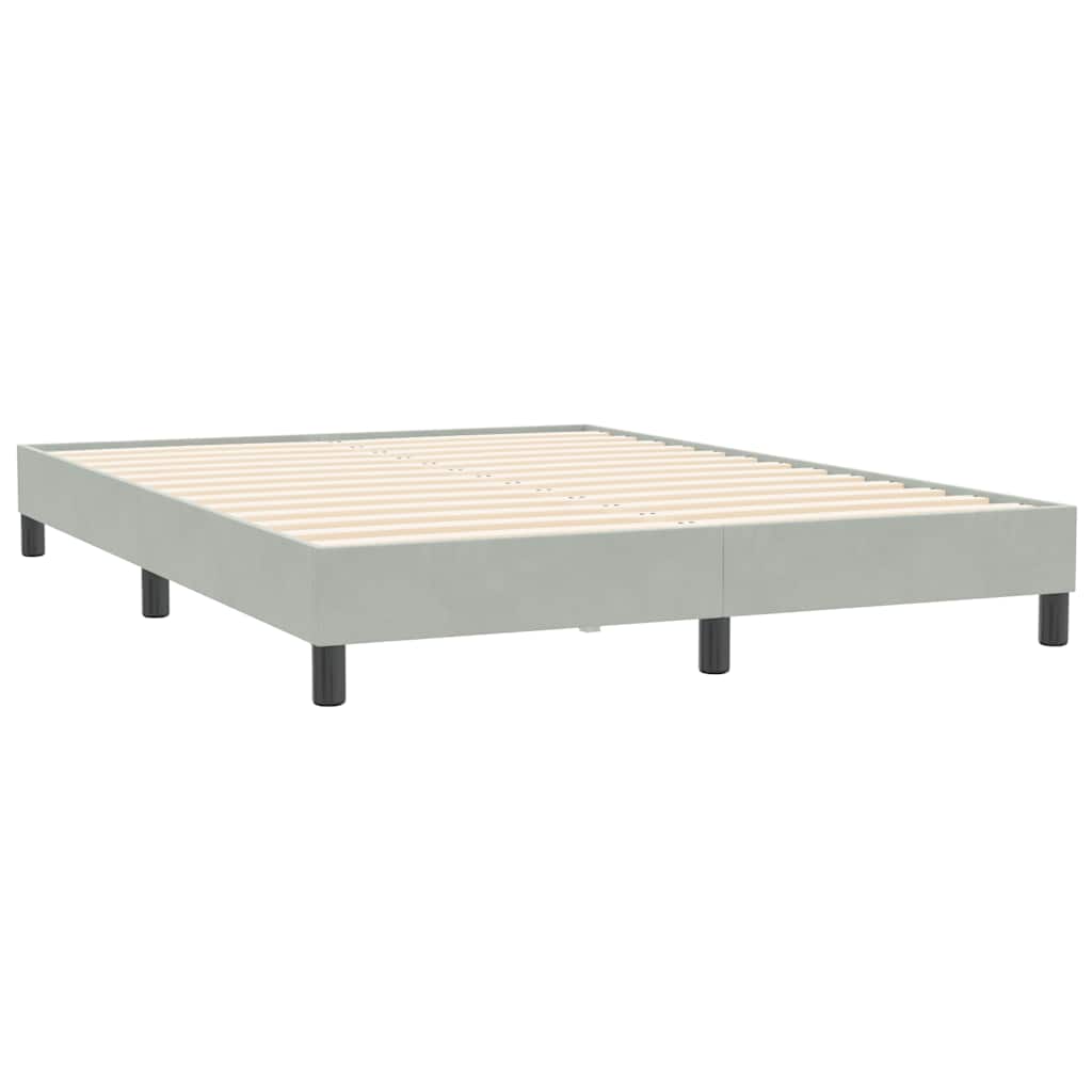 Boxspring met matras en LED fluweel lichtgrijs 140x210 cm