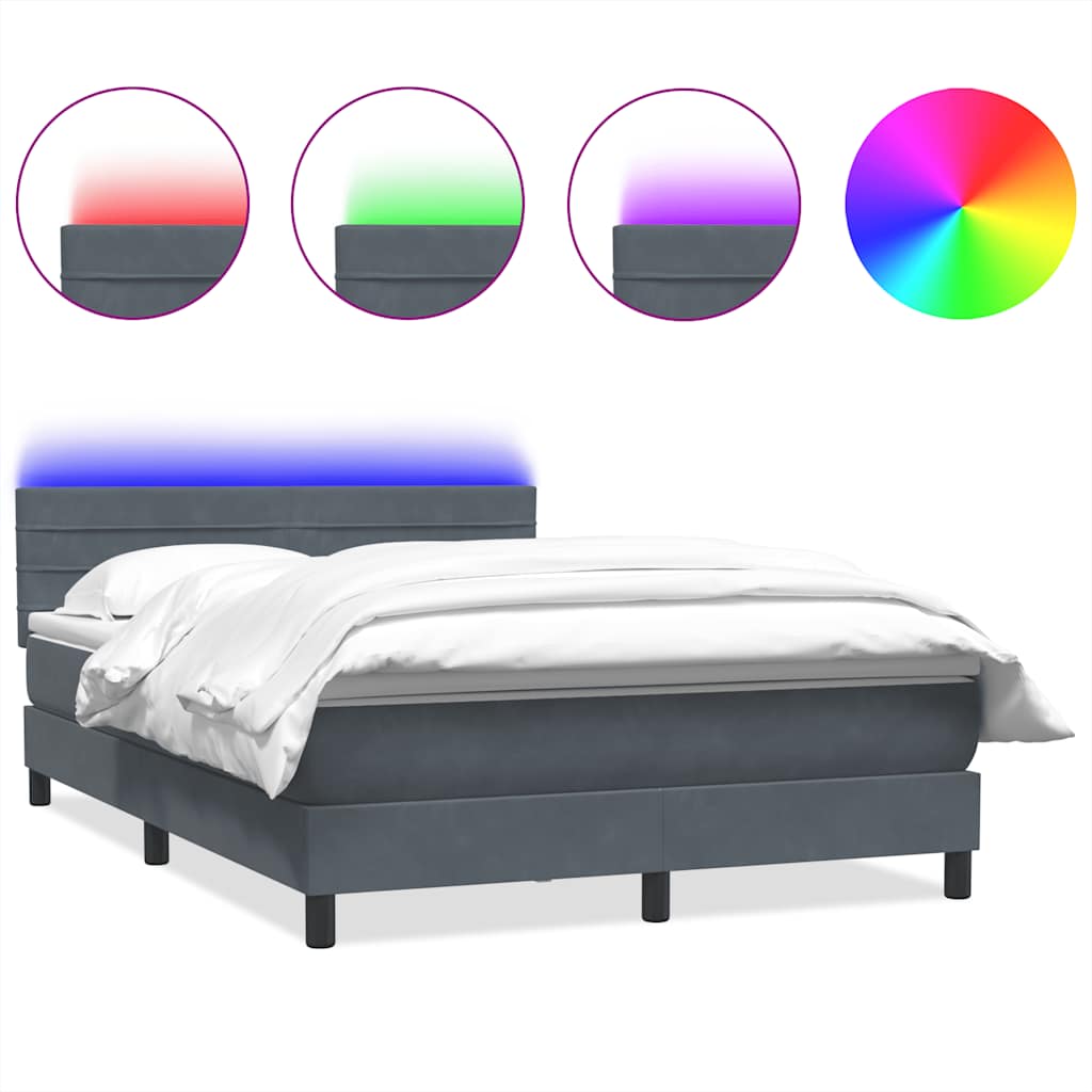 Boxspring met matras en LED fluweel donkergrijs 140x210 cm