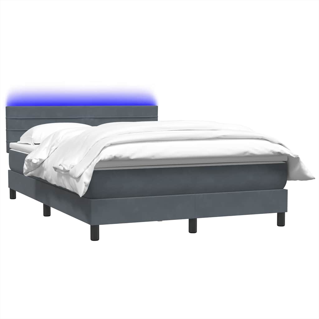 Boxspring met matras en LED fluweel donkergrijs 140x210 cm