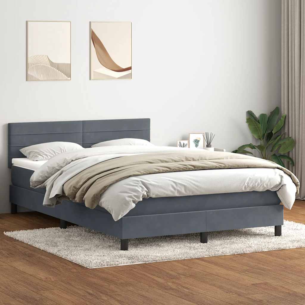 Boxspring met matras en LED fluweel donkergrijs 140x210 cm