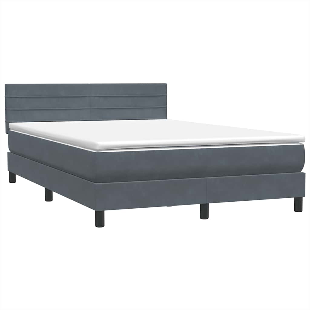 Boxspring met matras en LED fluweel donkergrijs 140x210 cm