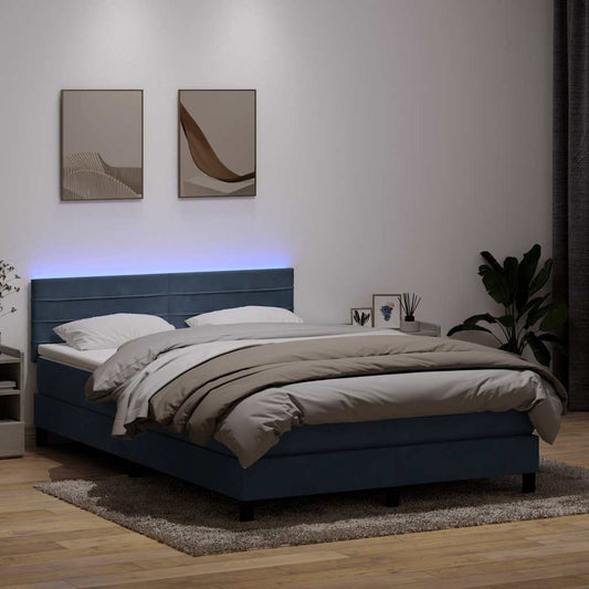 Boxspring met matras en LED fluweel donkergrijs 140x210 cm is nu te koop bij PeponiXL, paradijselijk wonen!