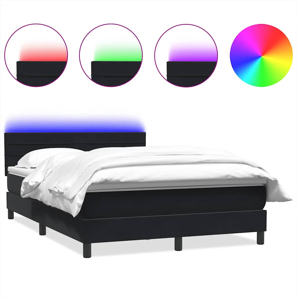 Boxspring met matras en LED fluweel zwart 140x210 cm
