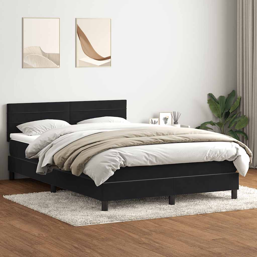 Boxspring met matras en LED fluweel zwart 140x210 cm
