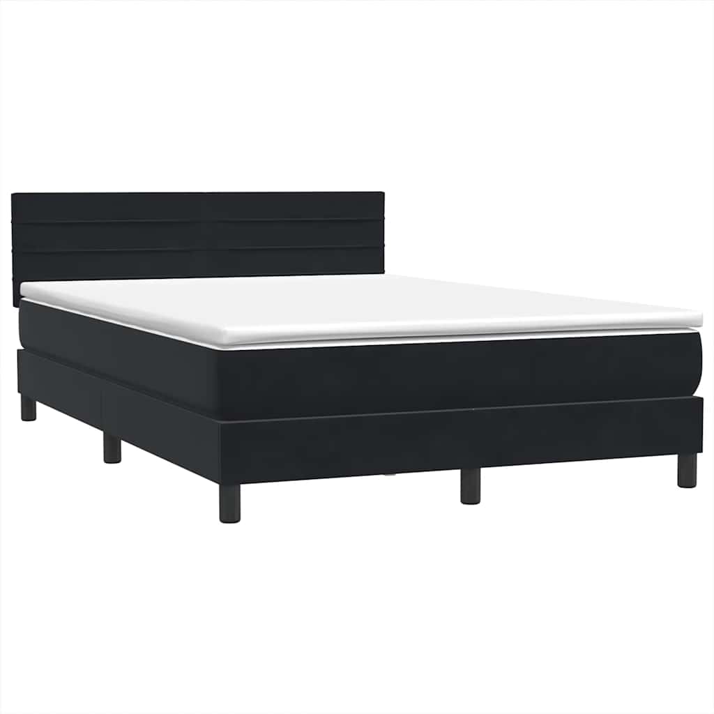 Boxspring met matras en LED fluweel zwart 140x210 cm