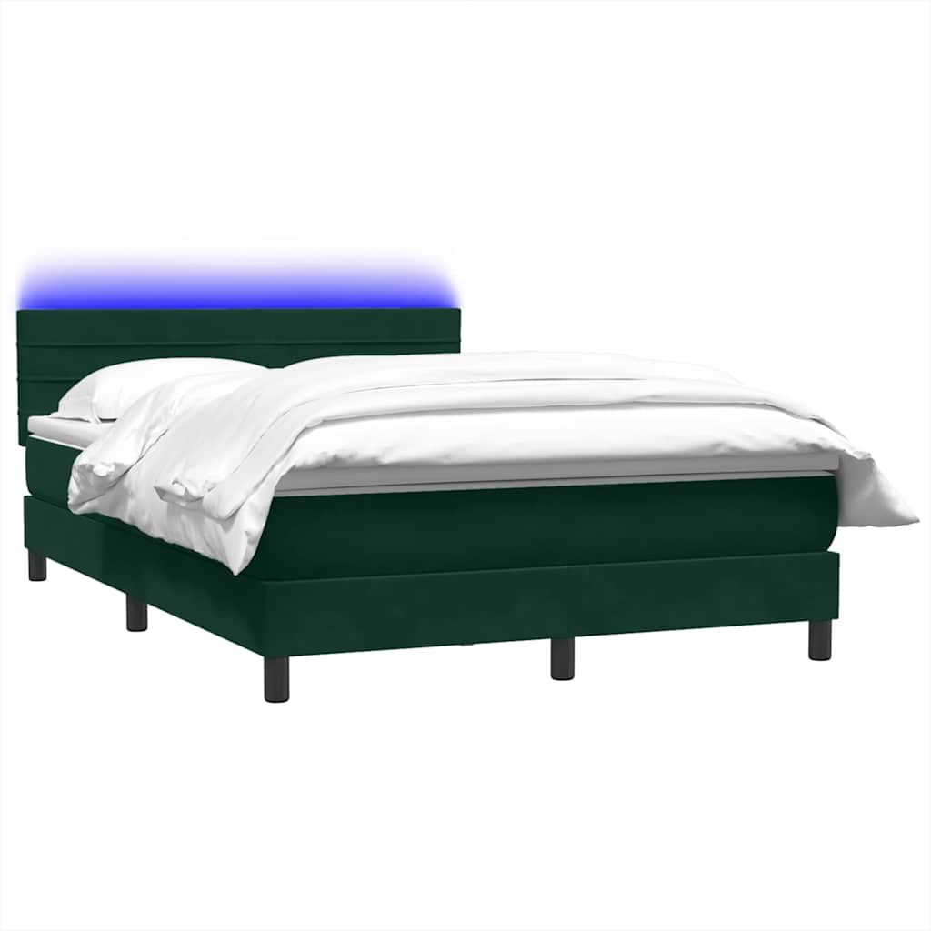 Boxspring met matras en LED fluweel donkergroen 140x210 cm