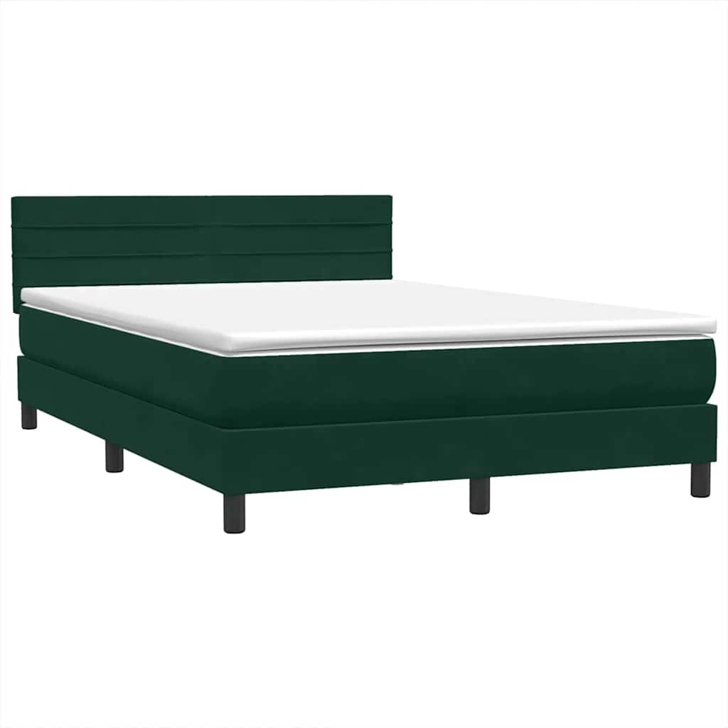Boxspring met matras en LED fluweel donkergroen 140x210 cm