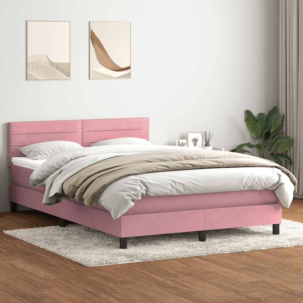 Boxspring met matras en LED fluweel roze 140x210 cm is nu te koop bij PeponiXL, paradijselijk wonen!