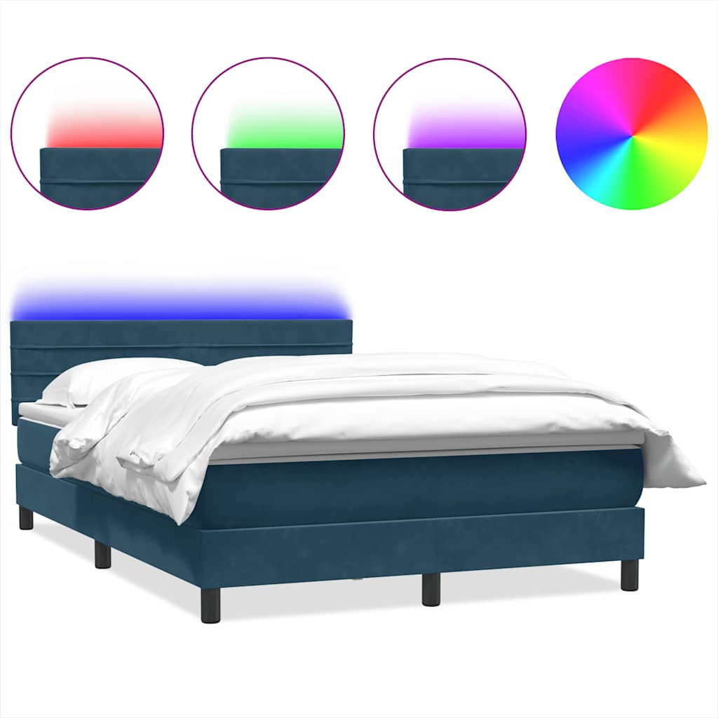 Boxspring met matras en LED fluweel donkerblauw 160x210 cm