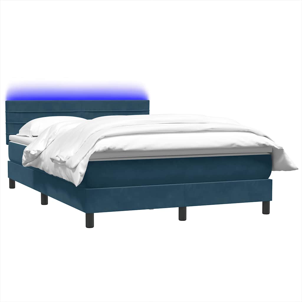 Boxspring met matras en LED fluweel donkerblauw 160x210 cm