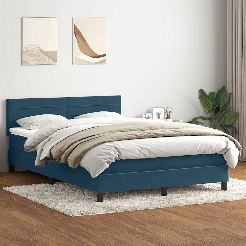 Boxspring met matras en LED fluweel donkerblauw 160x210 cm